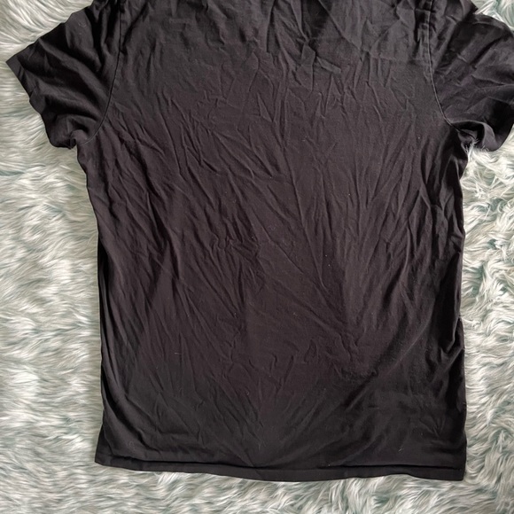 Luxury V Neck, Armani Exchange, Black T-shirt With Black Glitter Accents. - Picture 4 of 7